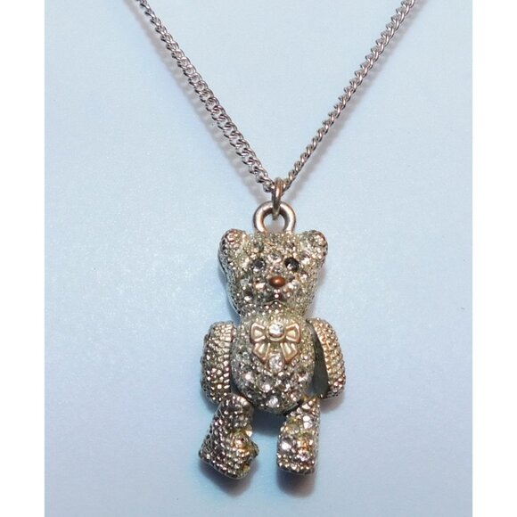 Articulated Rhinestone Bear Pendant Necklace - Picture 4 of 10
